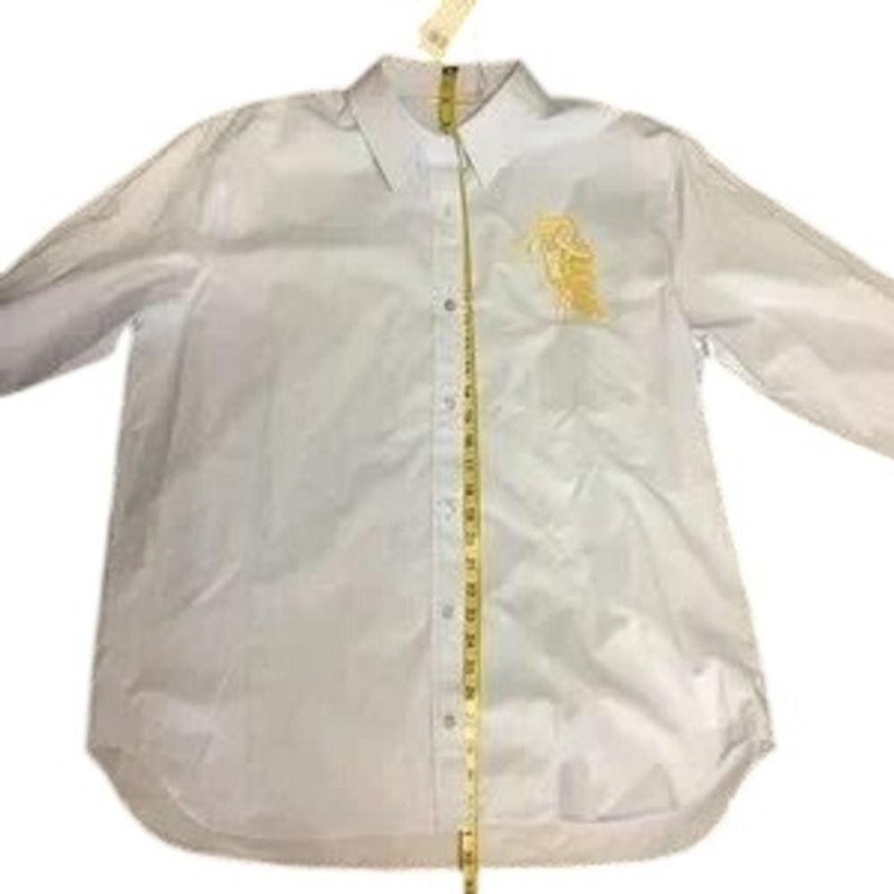 Tory Burch Button-Up Shirt Womens Size L Blue NWT Owl Embroidery Long Sleeve - Picture 8 of 12